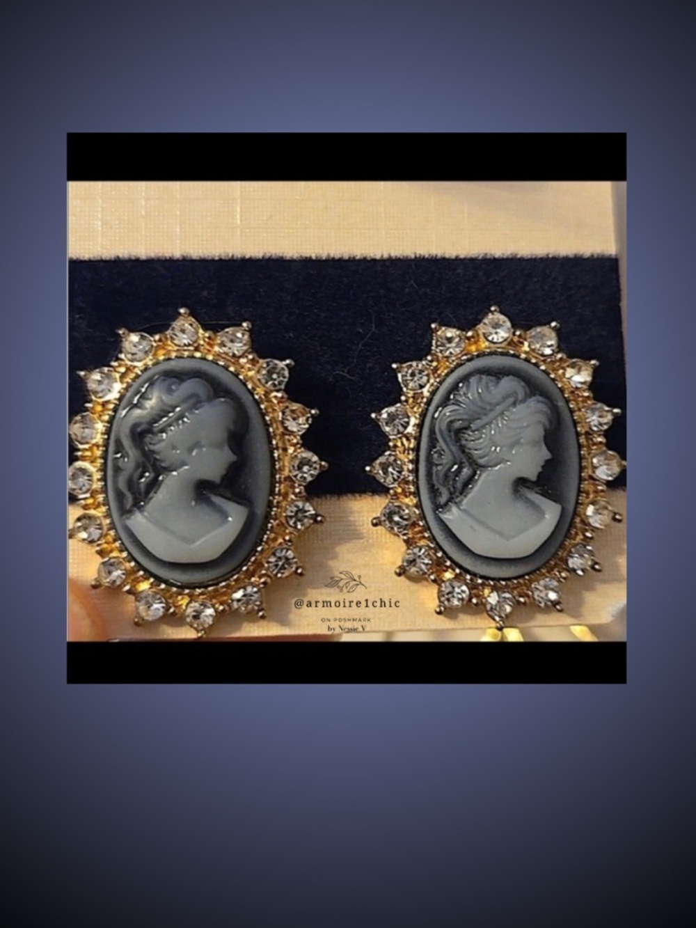 CAMEO Style | Classic Elegance | Porcelain Lady | Rhinestone Embellished Earring